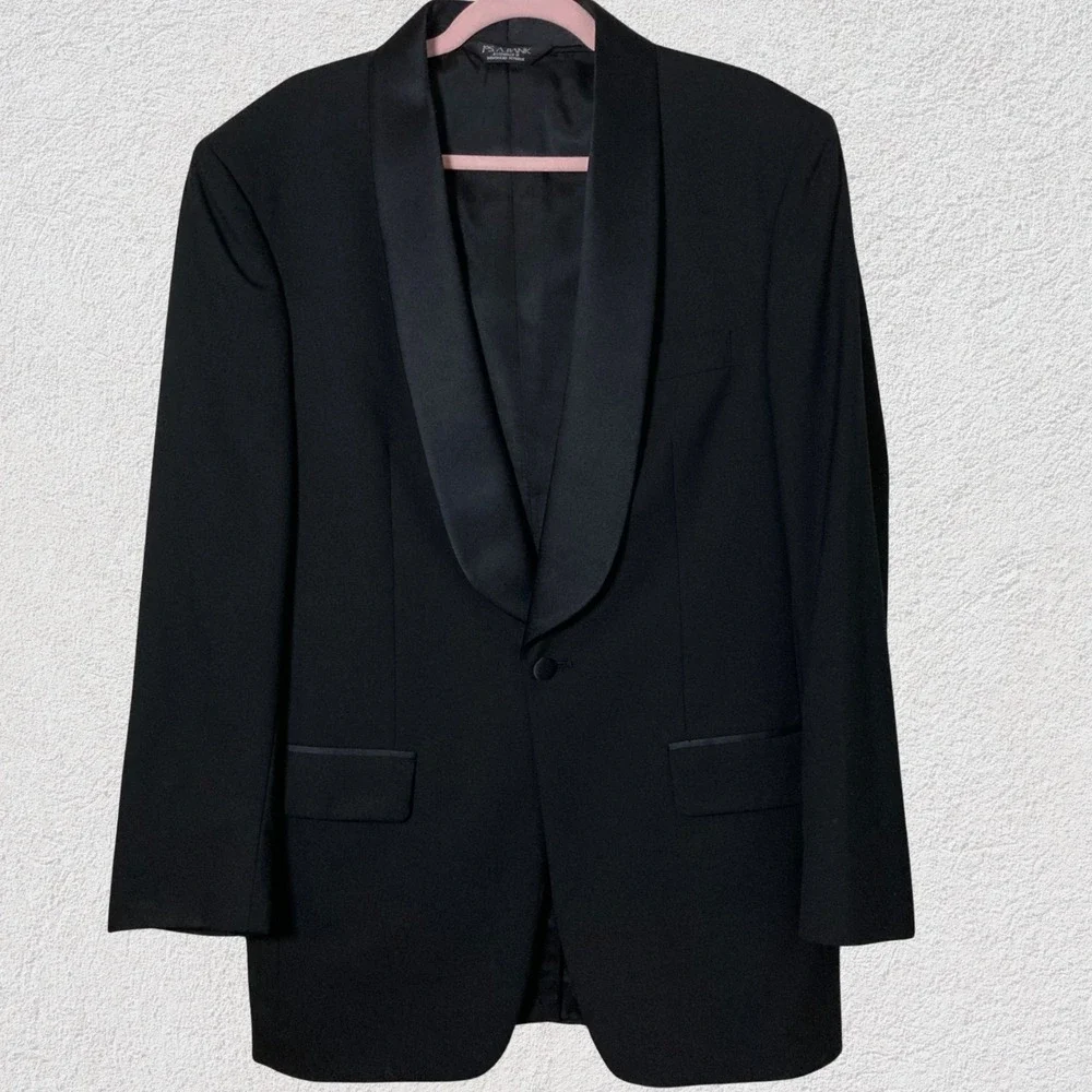 Jos. A. Bank 100% Wool Tuxedo‎ Jacket Men's 40L Black Shawl Lapel Formal Blazer